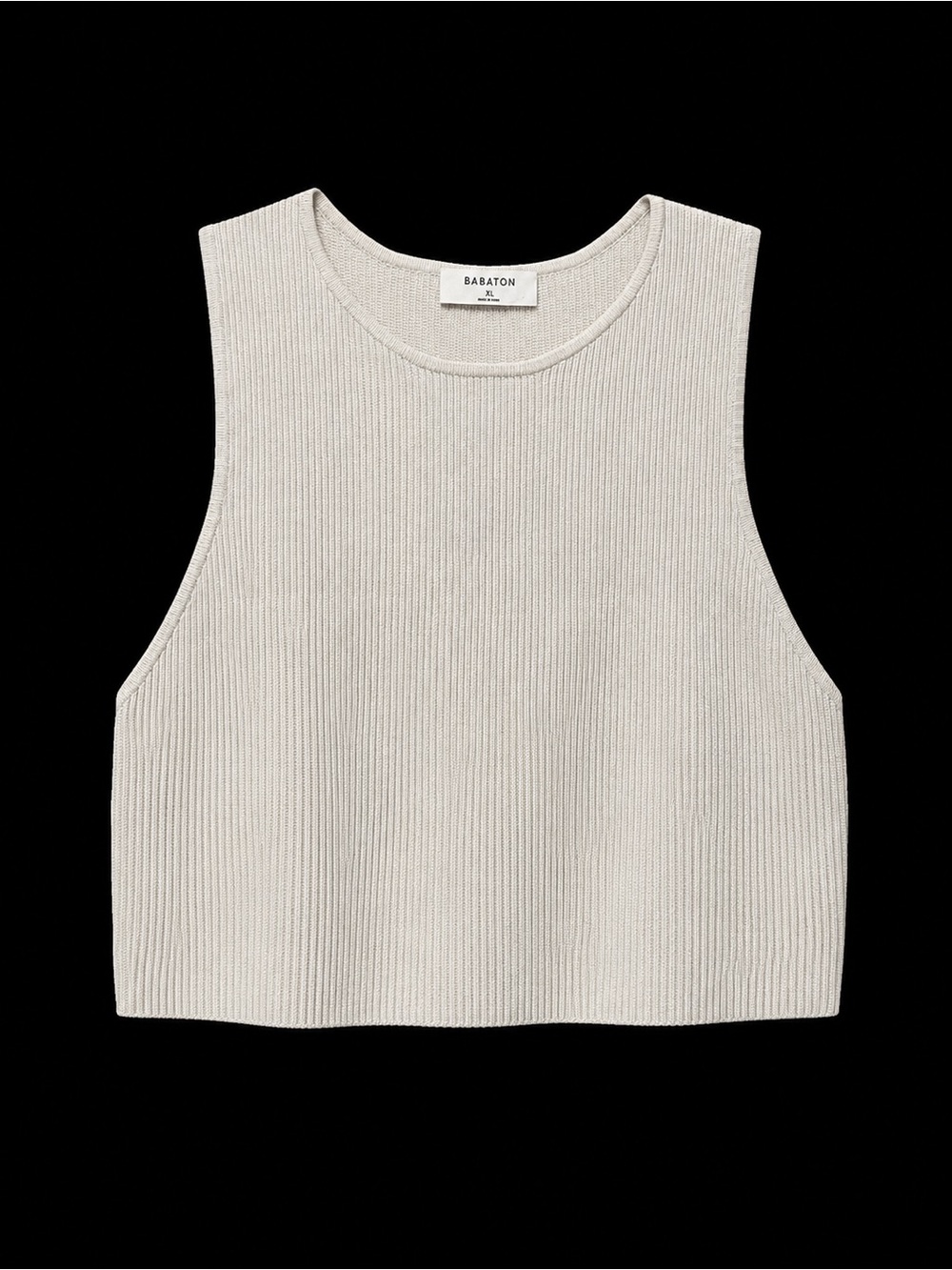 Aritzia Babaton Sculpt Knit Racer Cropped Tank XL Cream Ribbed